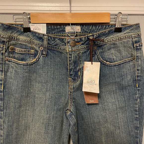 Faded Wash Flare Leg Jeans - Picture 5 of 10